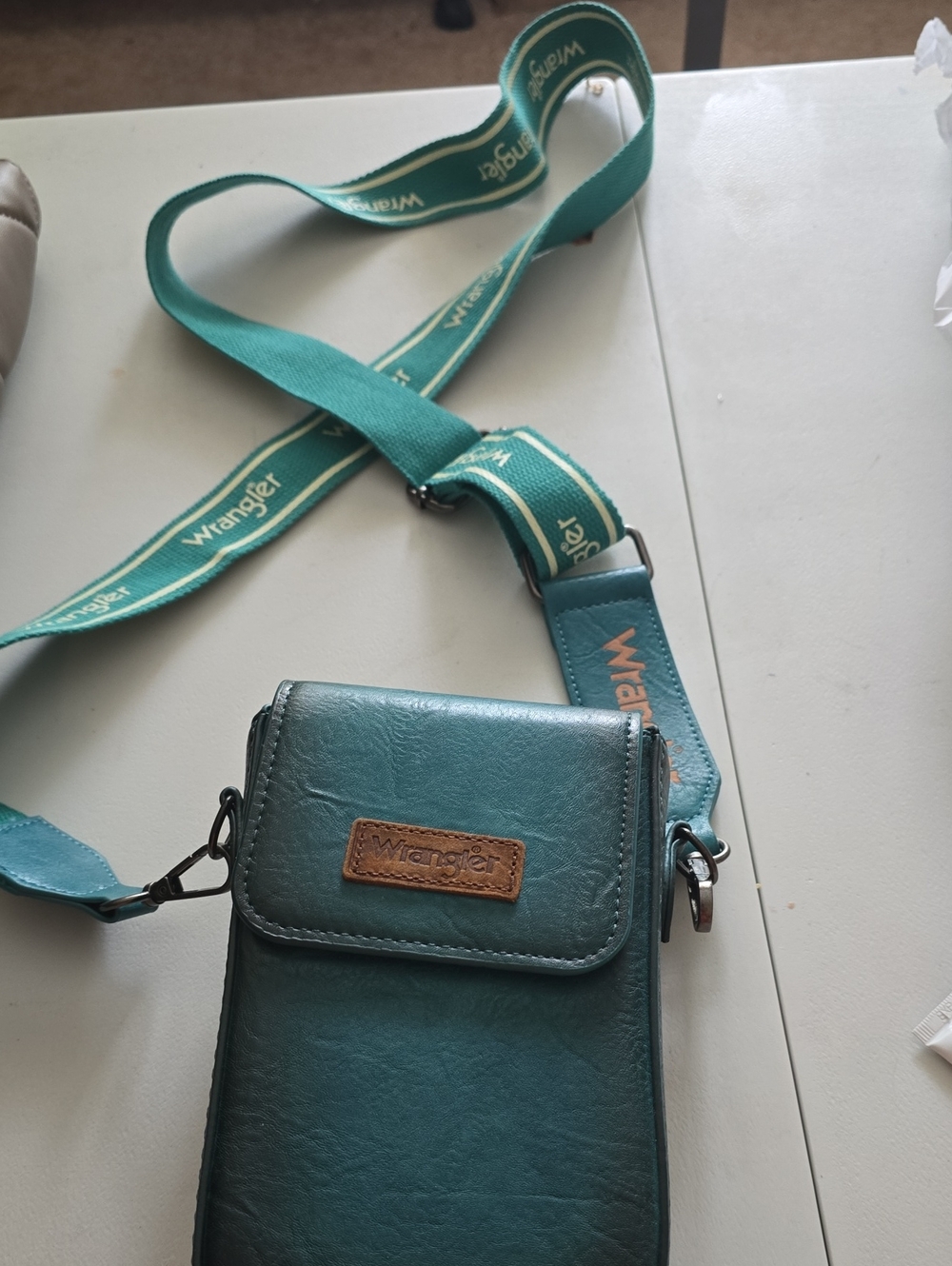 Wrangler Teal Faux-Leather Crossbody Phone Pouch
